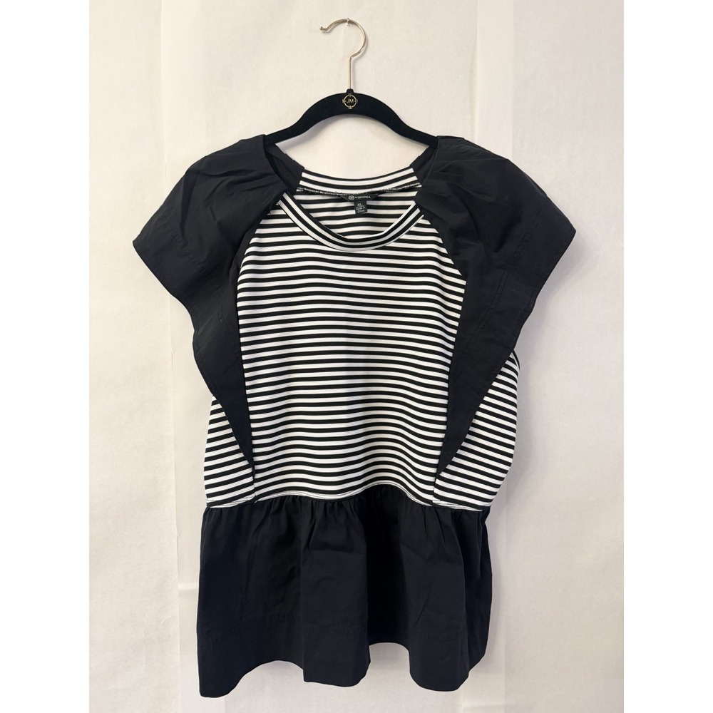 Versona Women's Peplum Top Black & White Size XL